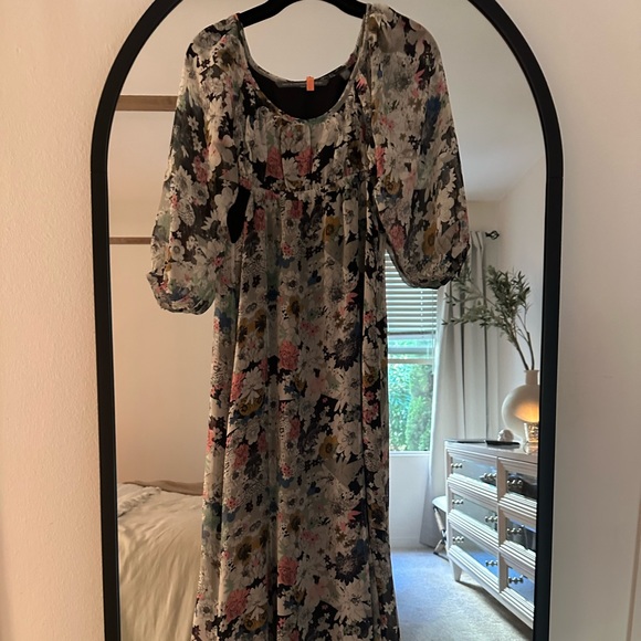 Anthro 12th St by Cynthia Vincent New Leaf Silk Maxi Cutout Dress 2 EUC - Picture 6 of 15